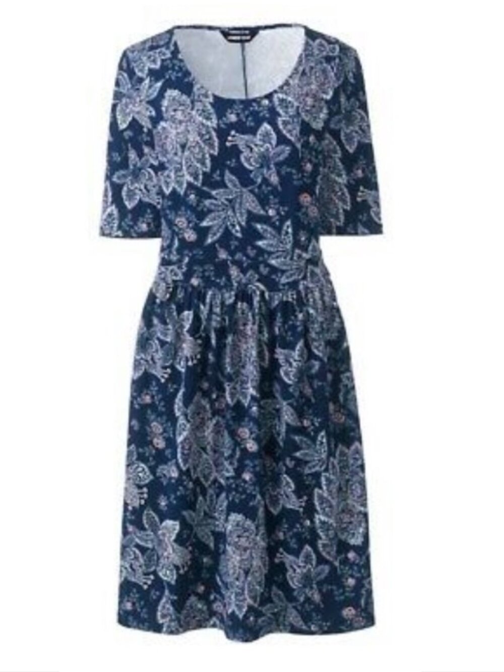 Lands' End Elbow Sleeve Knit Fit & Flare Dress